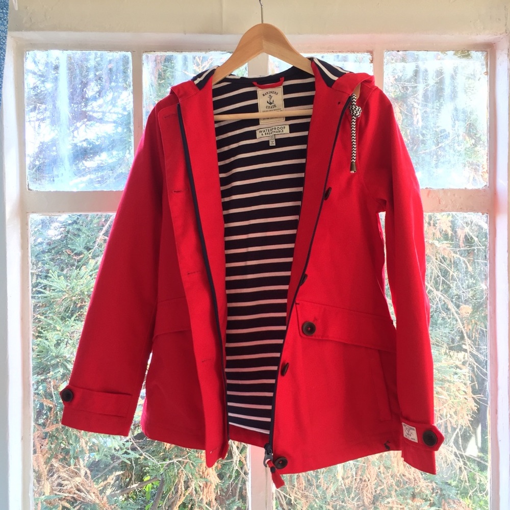 Red Joules Cotton Raincoat w/ Hood & Pockets